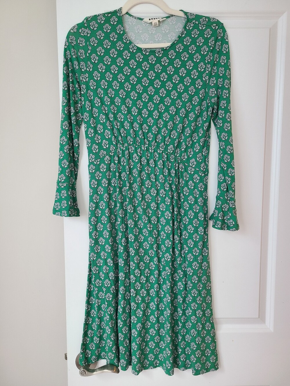 Boden Green Floral Midi Dress
